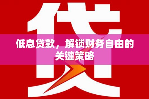 莱西低息贷款，解锁财务自由的关键策略